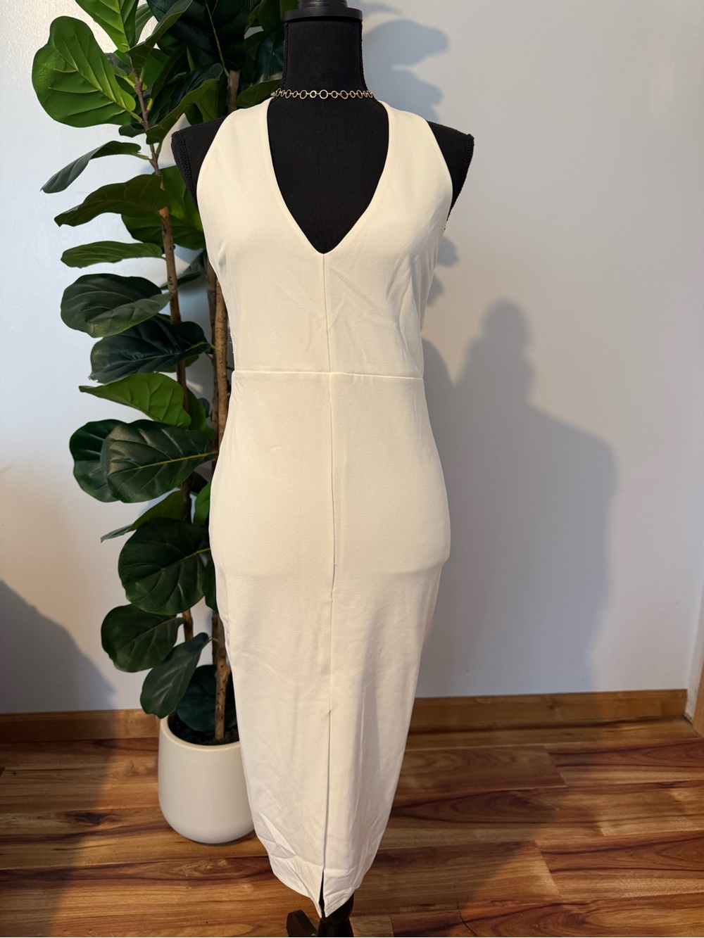 Dance & Marvel Cream Sleeveless V-Neck Midi Dress